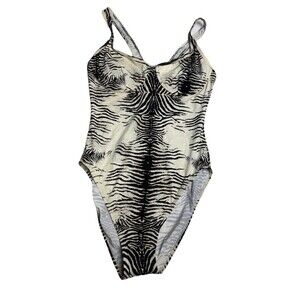 Sun Streak Newport News Zebra Print One Piece High Bottoms Wire Under Bra Sz 12T